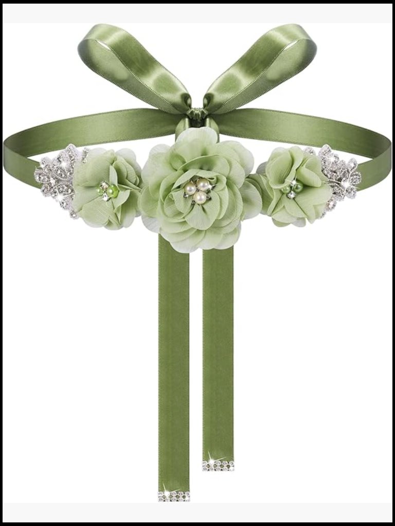 Satin Rhinestone Pearl Flower Belt For Wedding Bridesmaid Maternity Dress